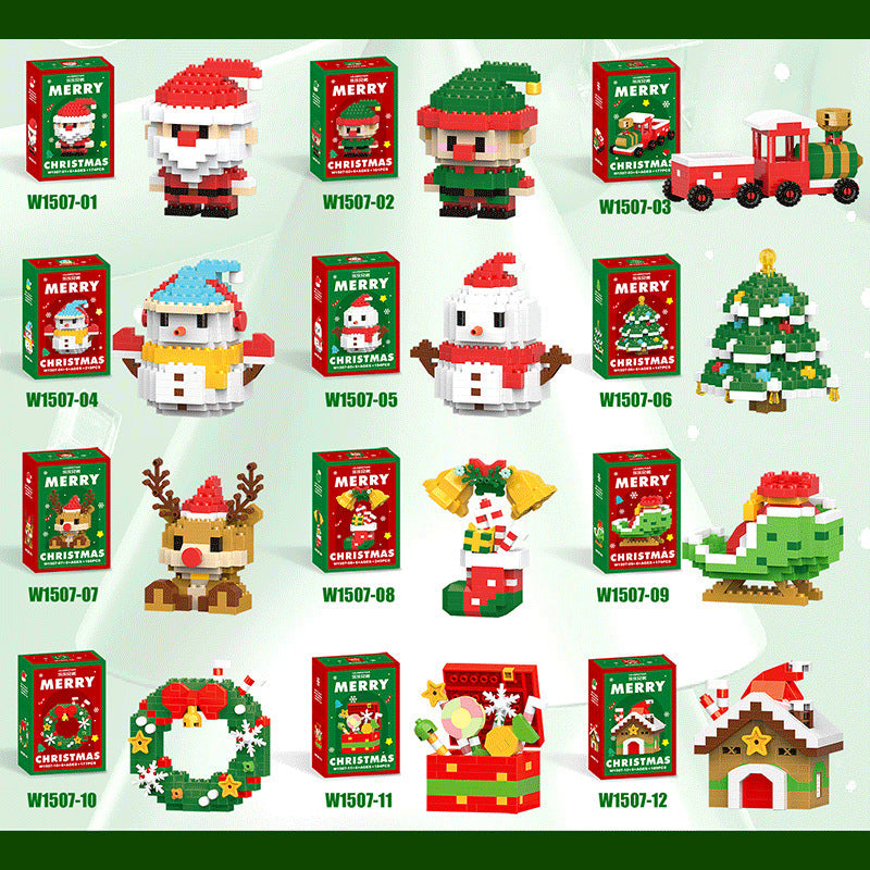 Santa Bouwblok - 12 Unieke Kerstfiguren